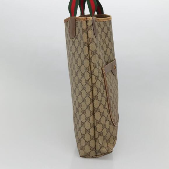 GUCCI GG Supreme Web Sherry Line Tote Bag Pvc Beige Red 39 02 003 - Picture 4 of 16